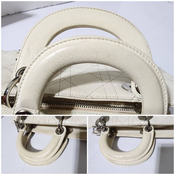 Authentic CHRISTIAN DIOR Calfskin Cannage Stitched Small Lady East West Lady Dio - Picture 7 of 15